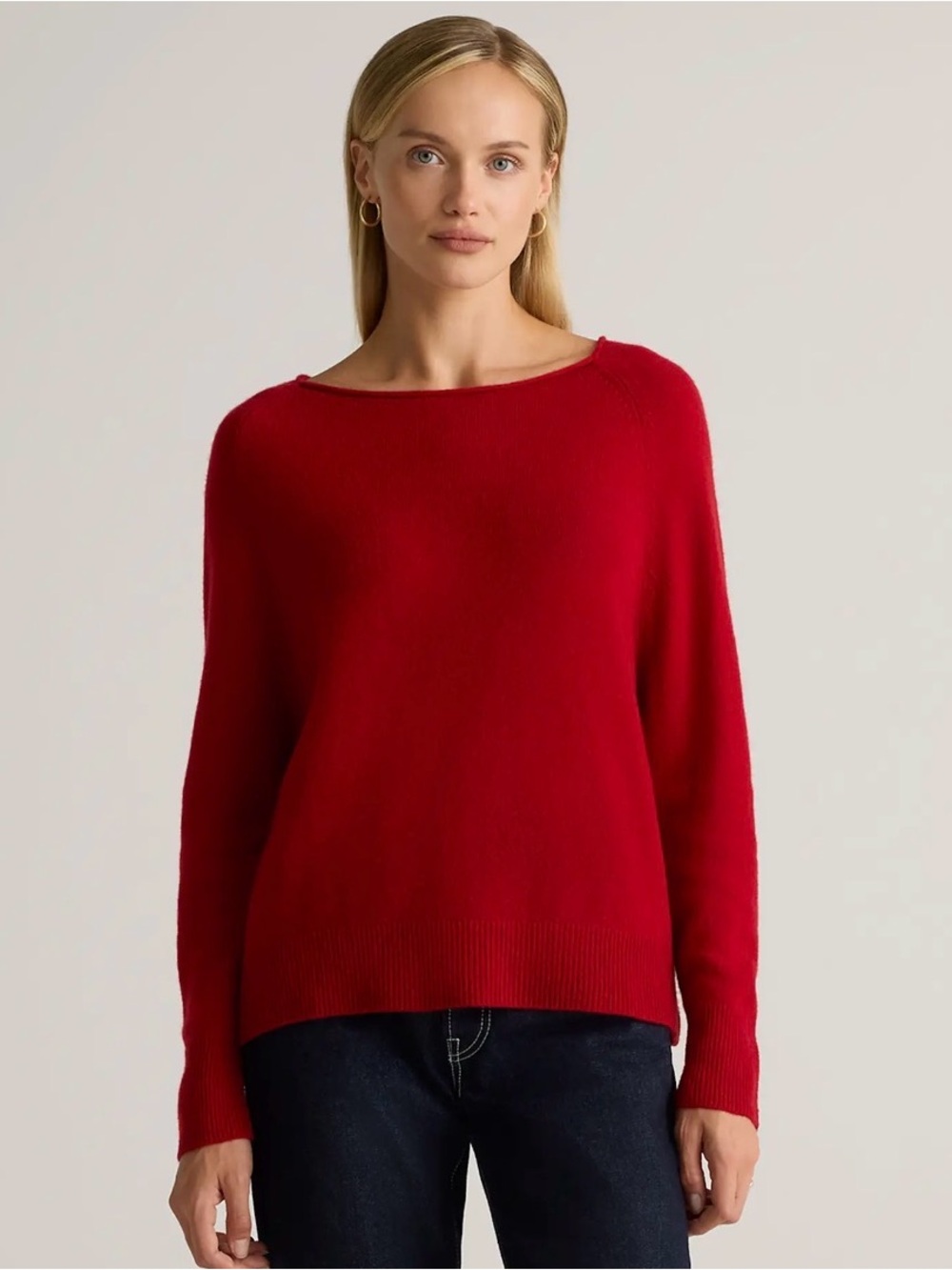 Quince Women's Red Boatneck Cashmere Sweater